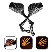 Retro Skull Hand Lighted Rearview Mirror