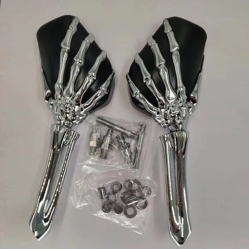 Retro Skull Hand Lighted Rearview Mirror