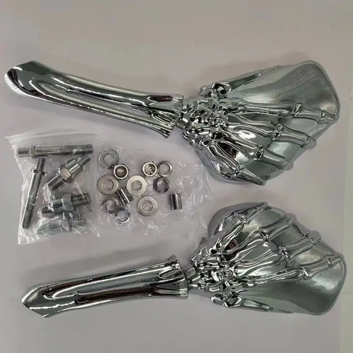 Retro Skull Hand Lighted Rearview Mirror